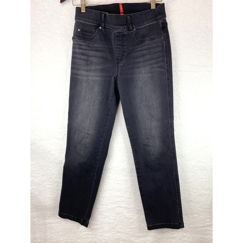 Spanx Ankle Skinny Jeans Washed Black Stretch Pull On Denim Petite Small S/P‎
